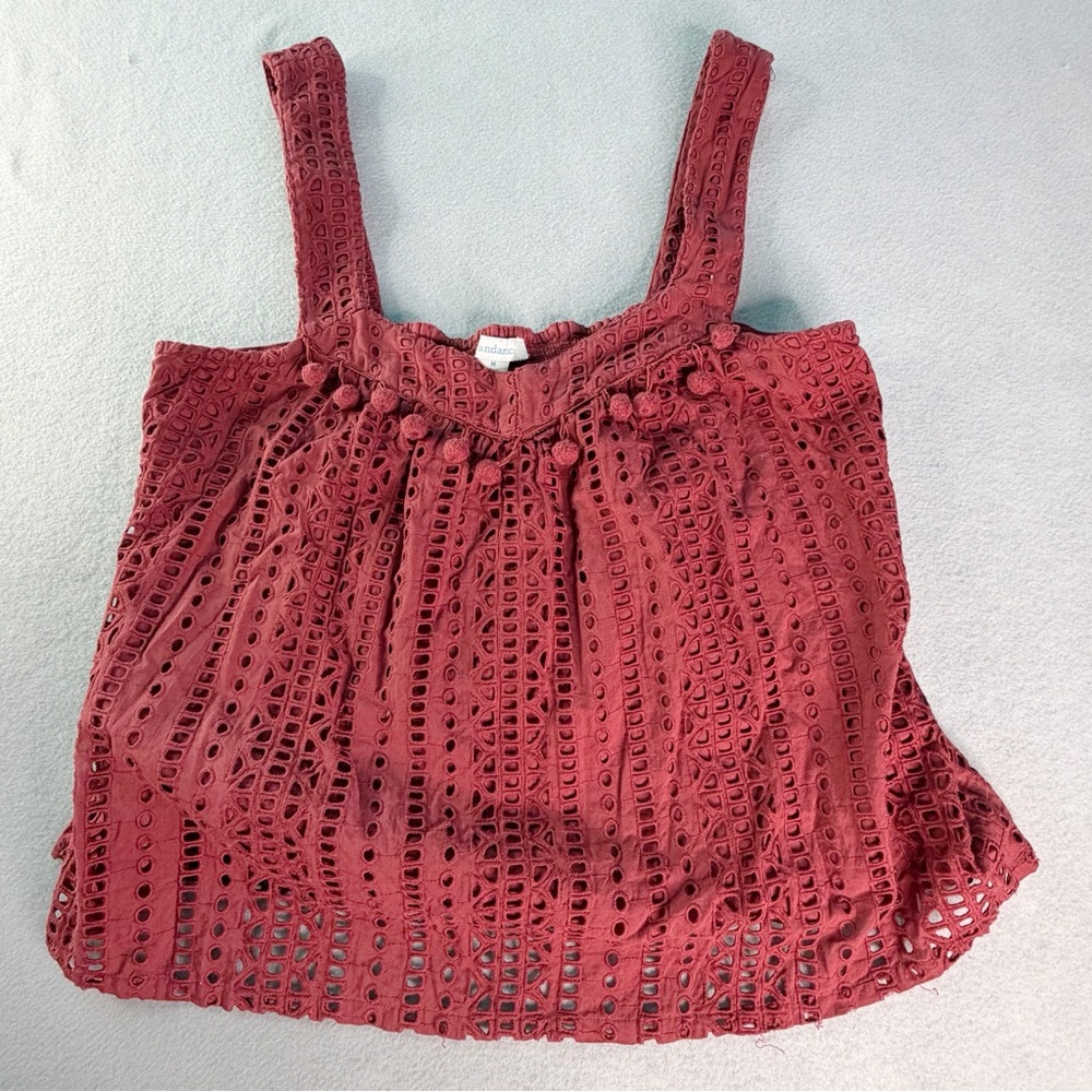 SUNDANCE Sugar Sand Tank Top Womens Medium Raisin Red Lagenlook Boho Fairycore